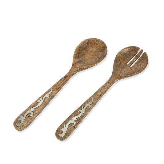 Heritage Inlay Wood Serving Utensils, Set of 2