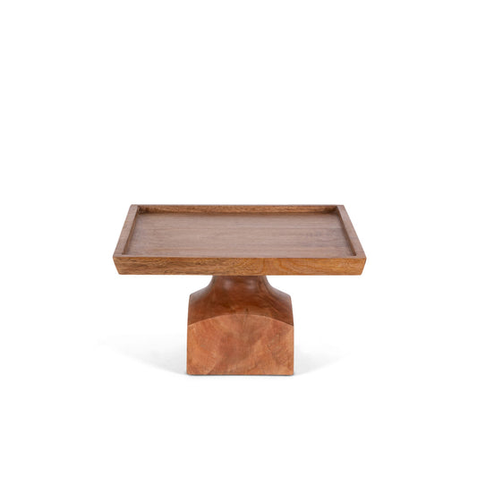 Mango Wood Square Serving Pedestal, 10"