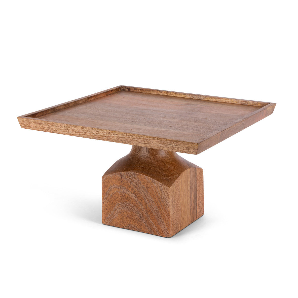 Mango Wood Square Serving Pedestal, 12"