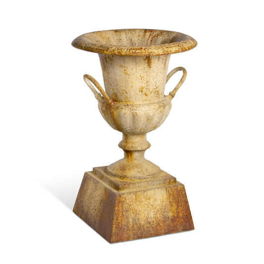 Fluted Metal Urn with Pedestal, 33"