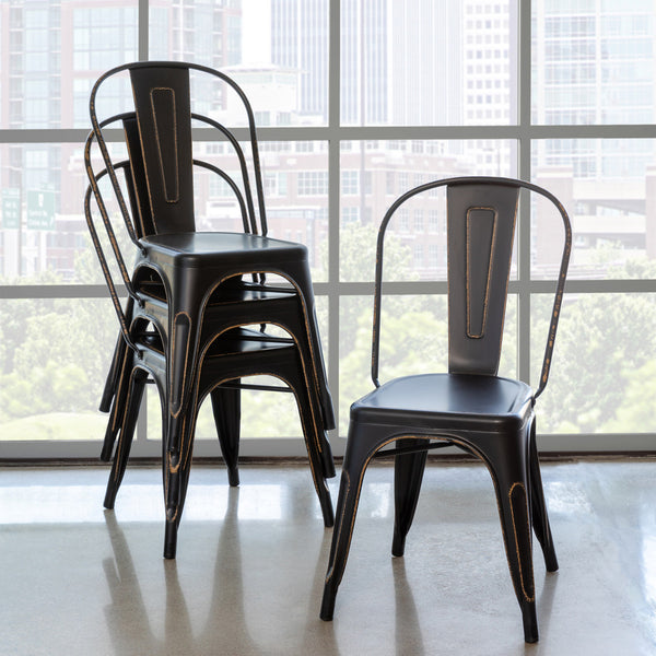 Antique Black Metal Bistro Chair French Country Manoir