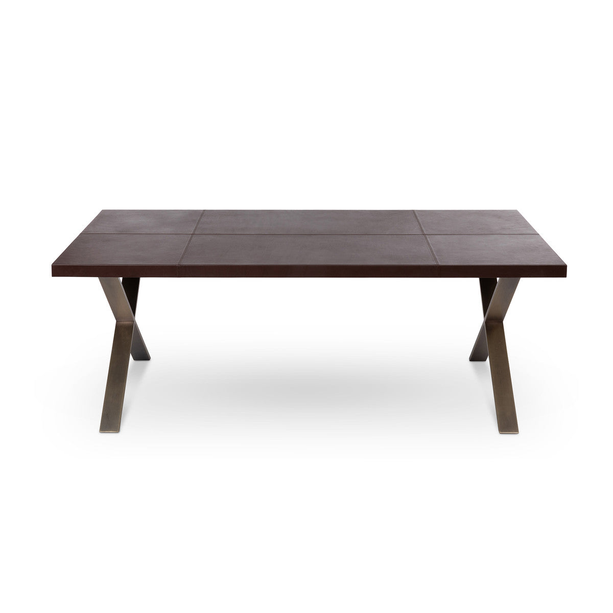 Rhodes Leather and Brass Dining Table