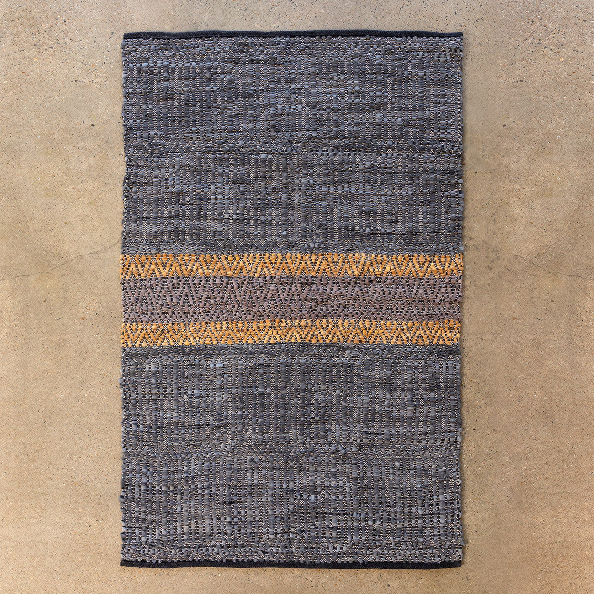 Woven Leather Stripe Rug, 4' x 6'
