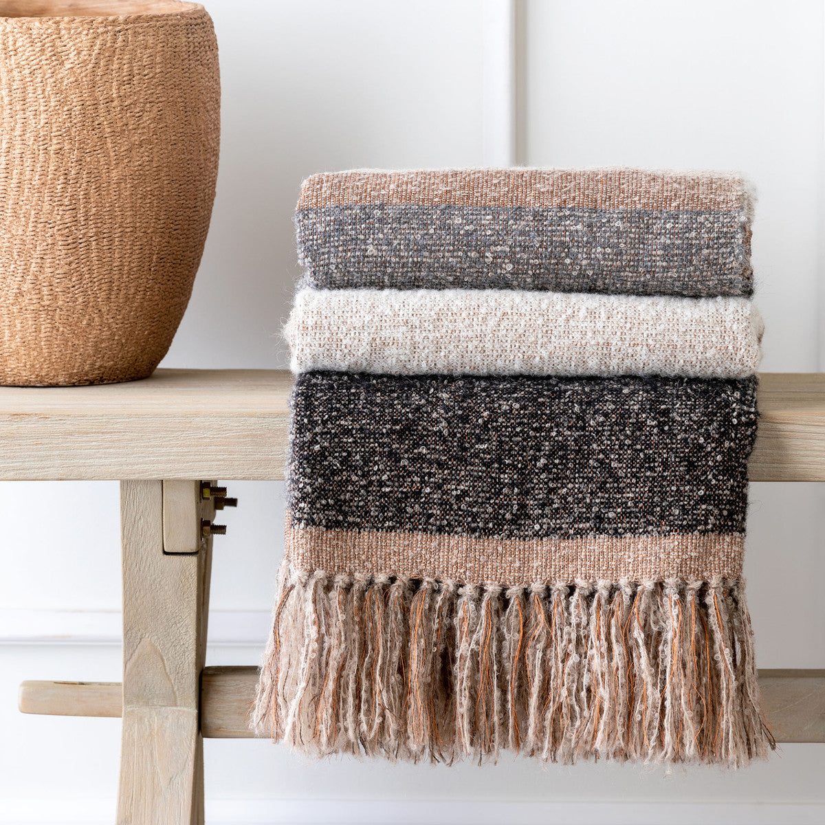 Plaid Pattern Alpaca Wool Throw