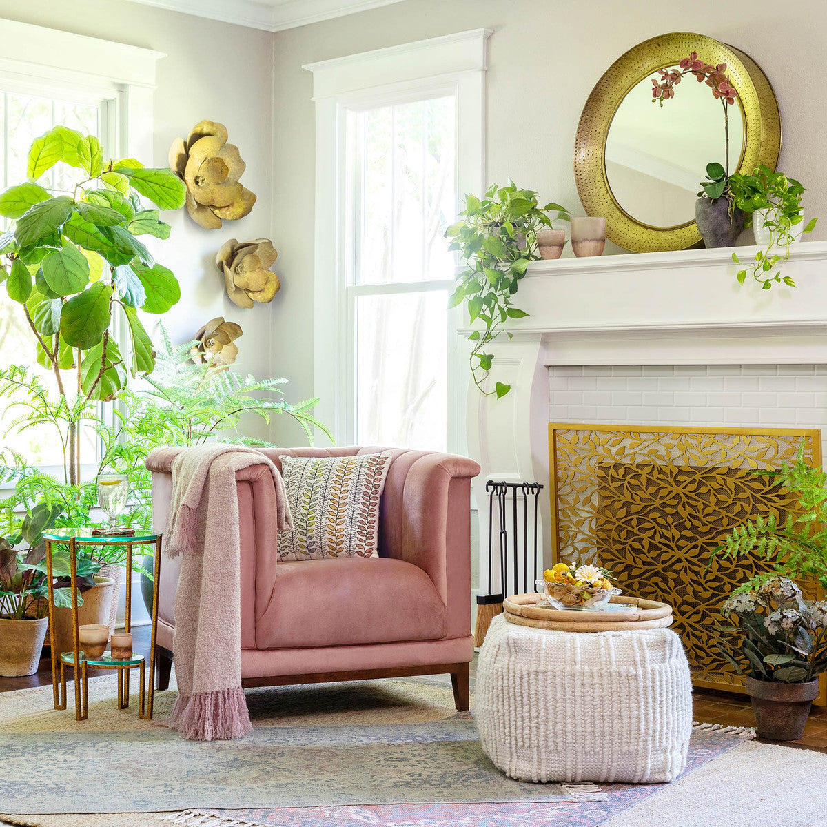 Floral Vine Pattern Fire Screen