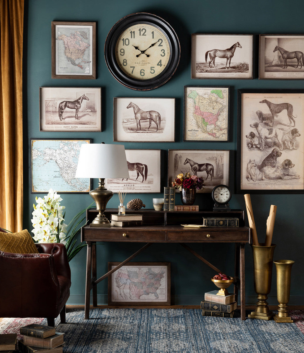 Vintage North American Wood Framed Map