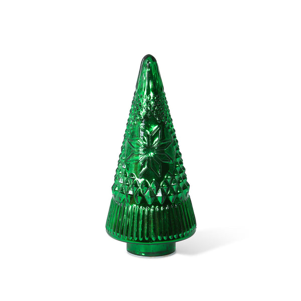 Festive Green Glass Lighted Christmas Tree, 12 in. French Country Manoir