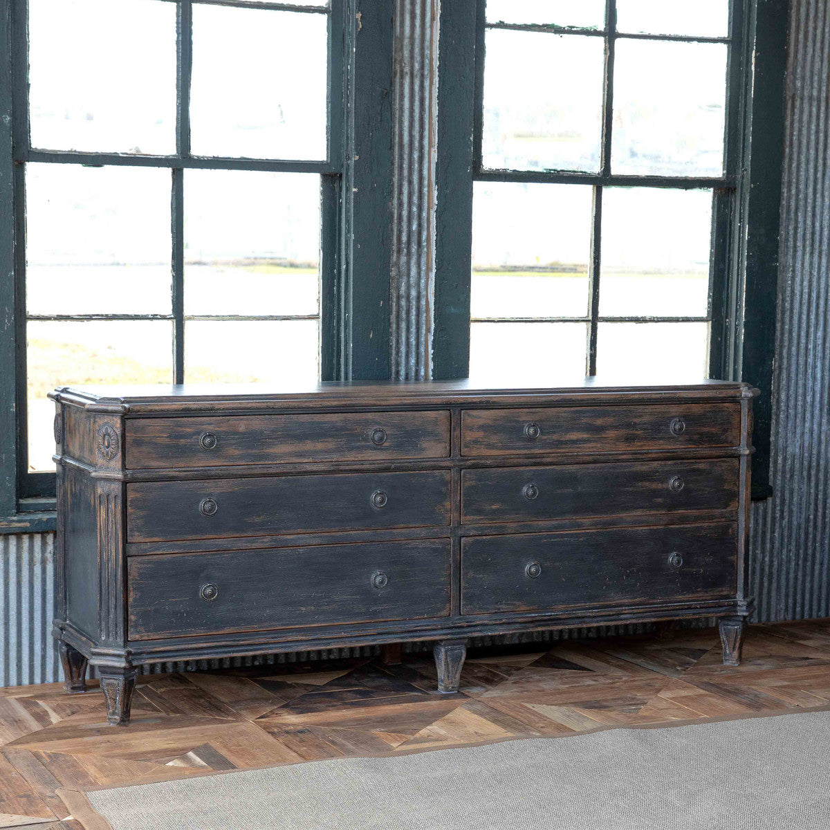 black painted credenza