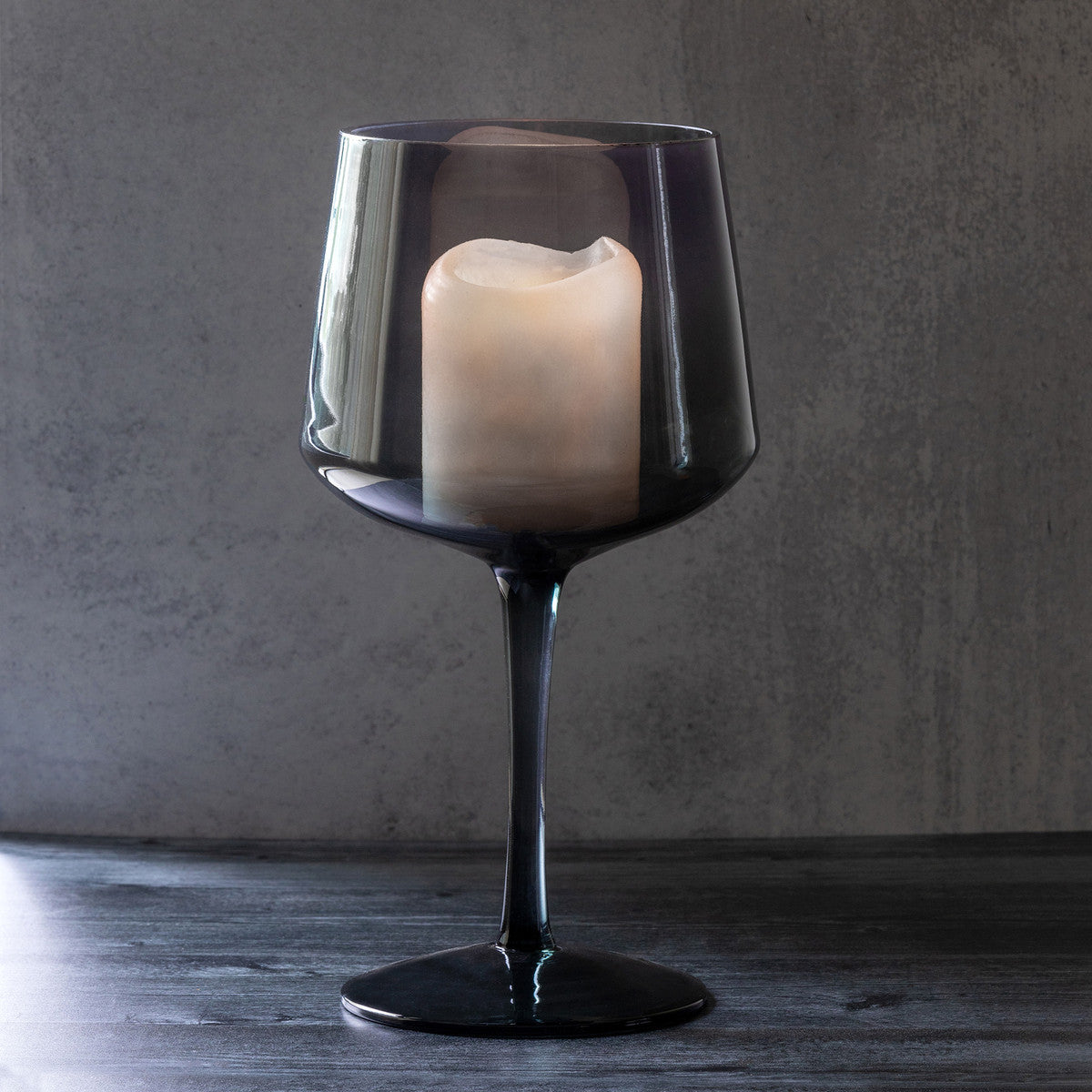 Florian Smoke Glass Tall Stemmed Bowl