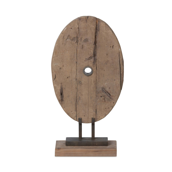 Found Wood Oval Mounted Sculpture