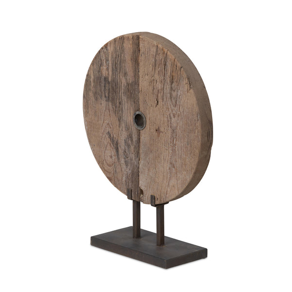 Found Wood Round Mounted Sculpture