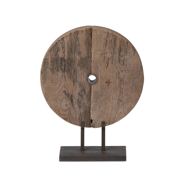 Found Wood Round Mounted Sculpture