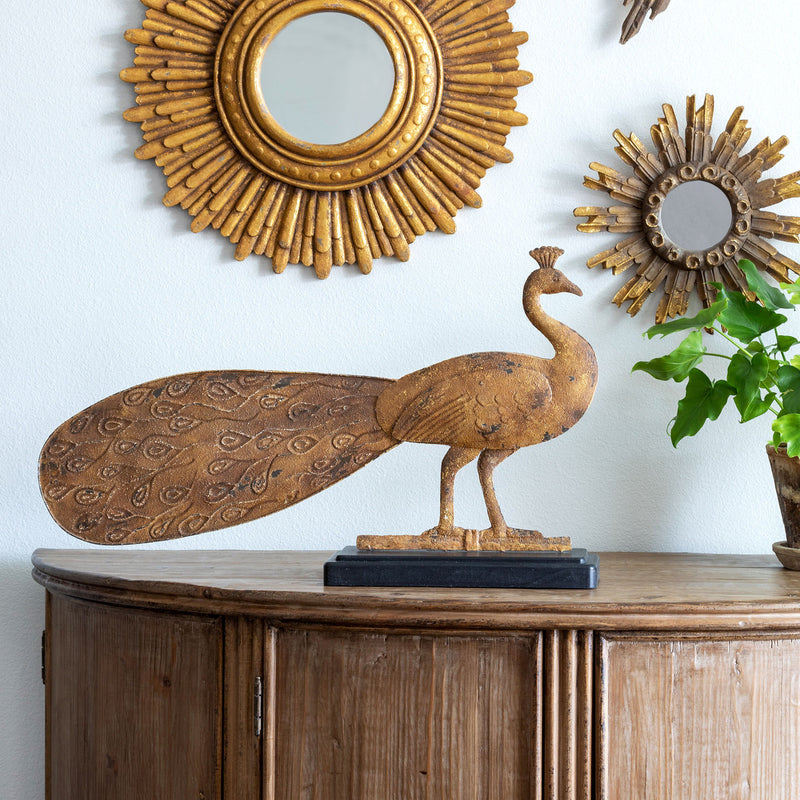 Vintage Folk Art Peacock Sculpture