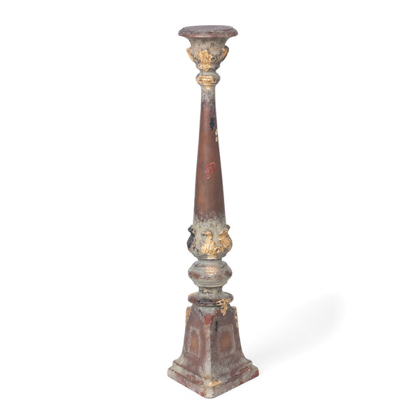 Delgado Carved Wood Candle Holder, 29"