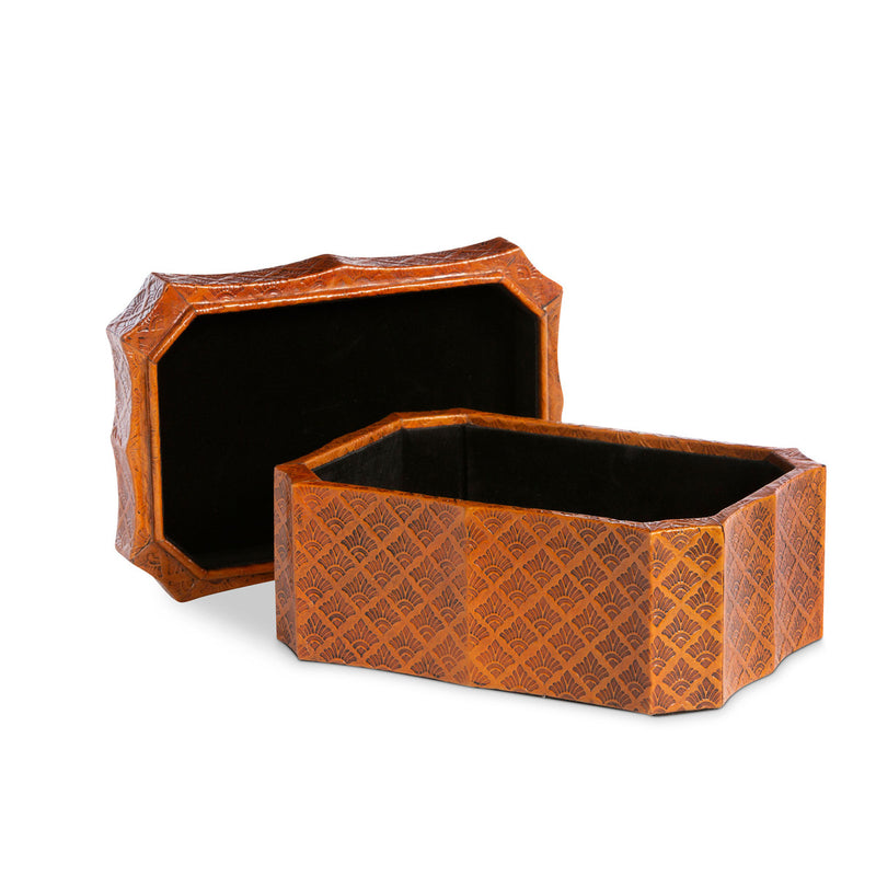 Layla Leather Embossed Storage Box