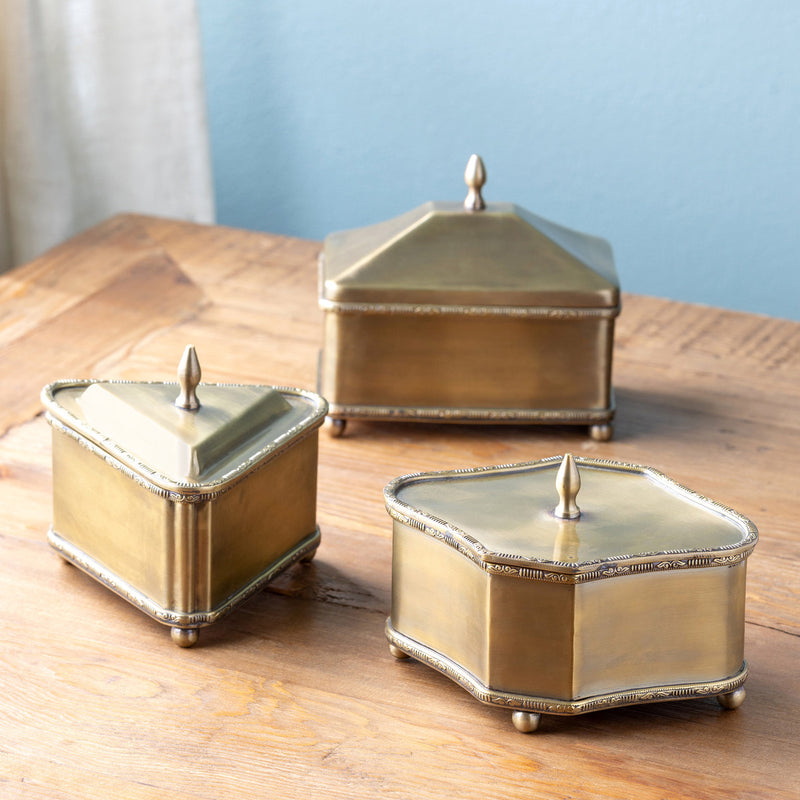 Brass Escritoire Boxes, Set of 3