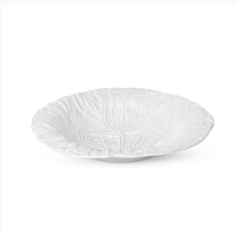 White Cabbage Leaf Ceramic Charger, 14" Dia.