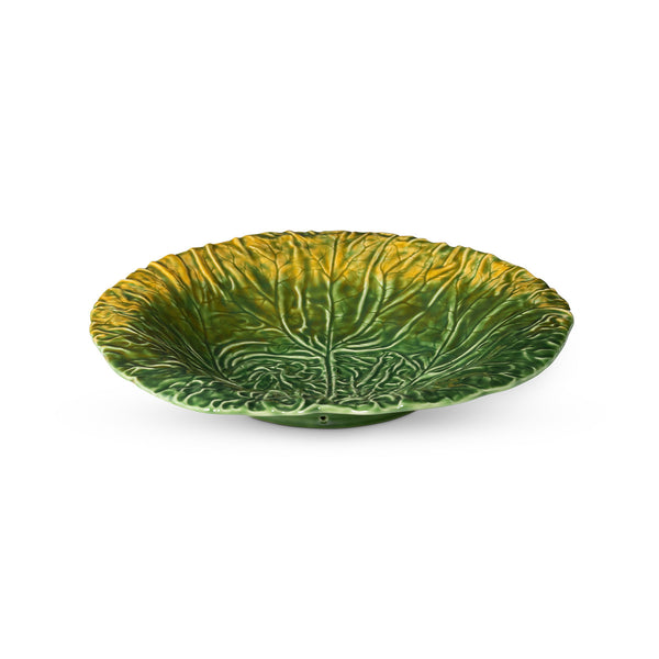 Green Cabbage Leaf Ceramic Charger, 14" Dia.