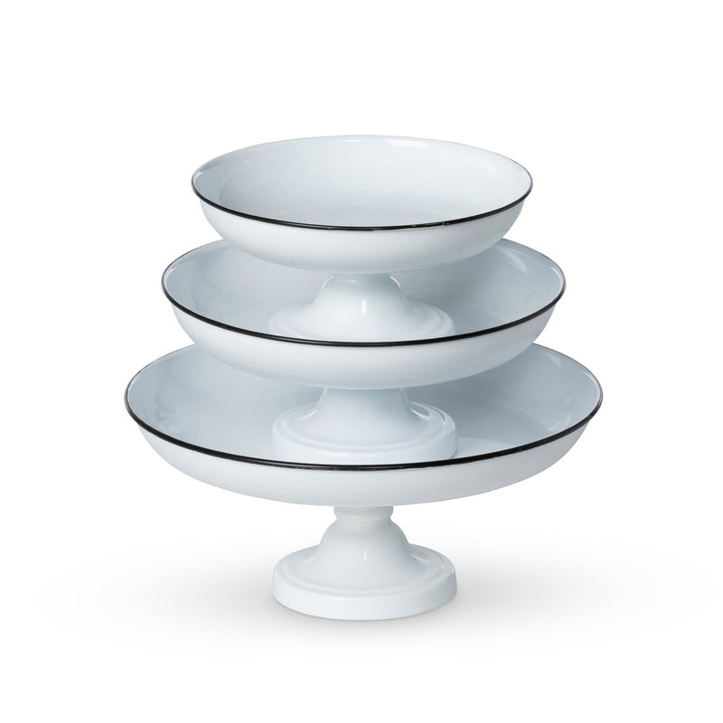 Enamelware Pedestal Servers, Set of 3