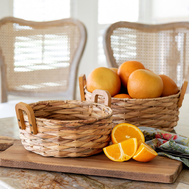 Woven Water Hyacinth Round Serving Basket