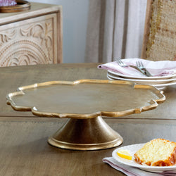 Scalloped Edge Cast Aluminum Cake Plate, 15 in.