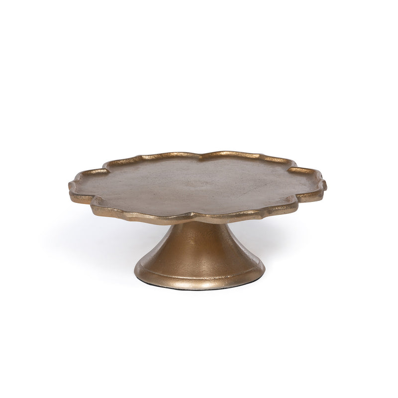 Scalloped Edge Cast Aluminum Cake Plate, 11 in.