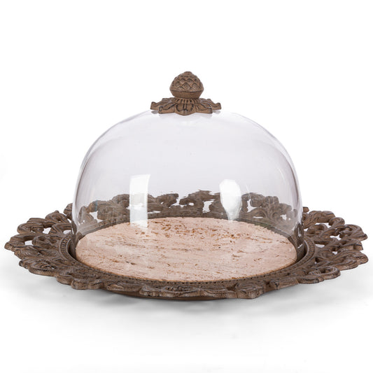 Acanthus Marble Cake Plate with Dome