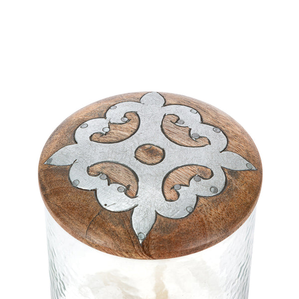 Heritage Inlay Wood Lidded Glass Jar