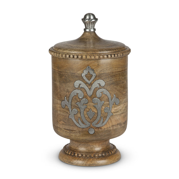 Heritage Inlay Wood Canister, 14"