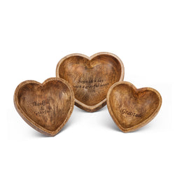 Heritage Inlay Wood Gratitude Bowls, Set of 3