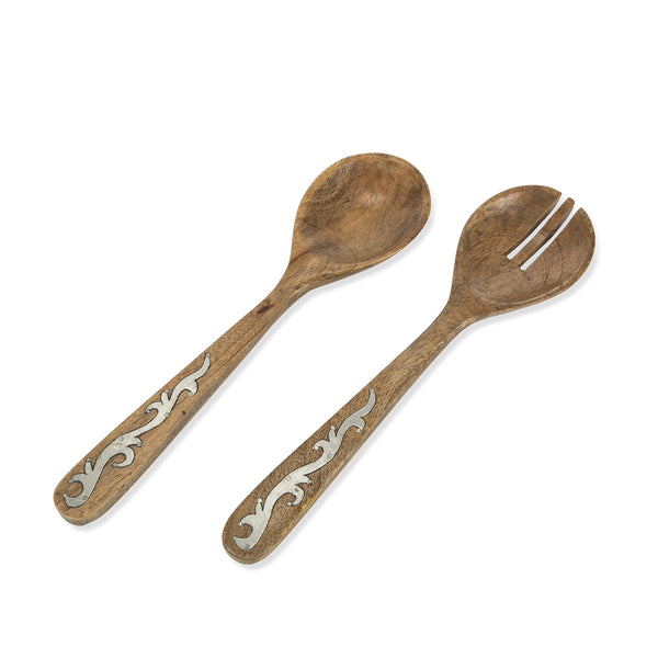 Heritage Inlay Wood Serving Utensils, Set of 2