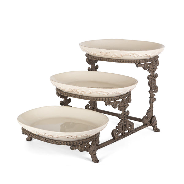 Acanthus Stoneware 3-Tier Server