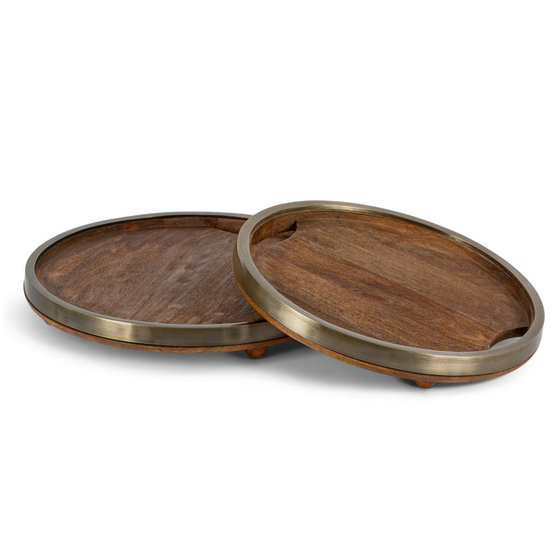 Mango Wood Round Trays, Set of 2