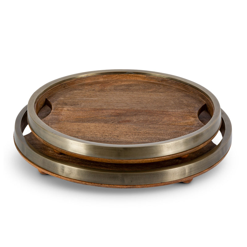 Mango Wood Round Trays, Set of 2