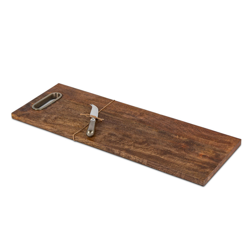 Mango Wood Cutting Board with Cheese Knife, 22"