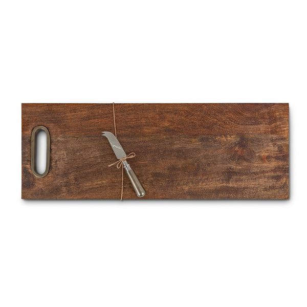 Mango Wood Cutting Board with Cheese Knife, 22"