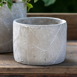 Leaf Embossed Cement Pot, Medium