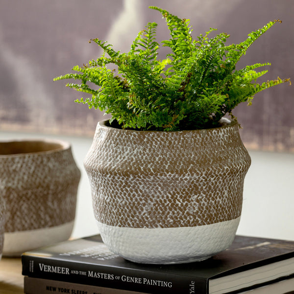 Woven Pattern Cement Pot, Large