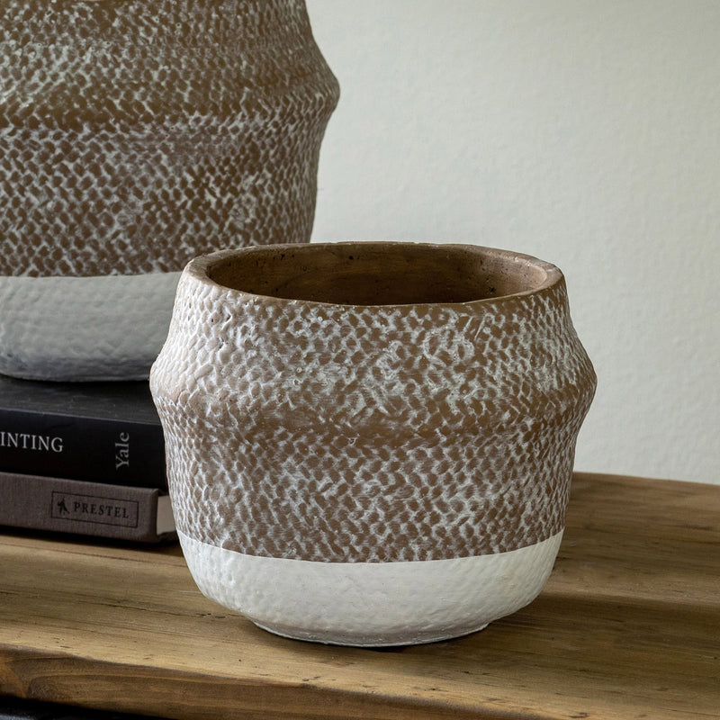 Woven Pattern Cement Pot, Medium