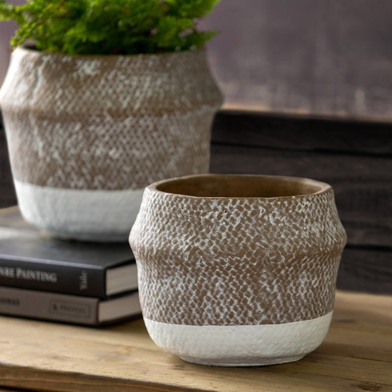 Woven Pattern Cement Pot, Small