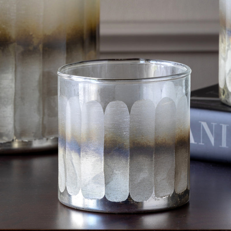 Mica Engraved Glass Votive Holder