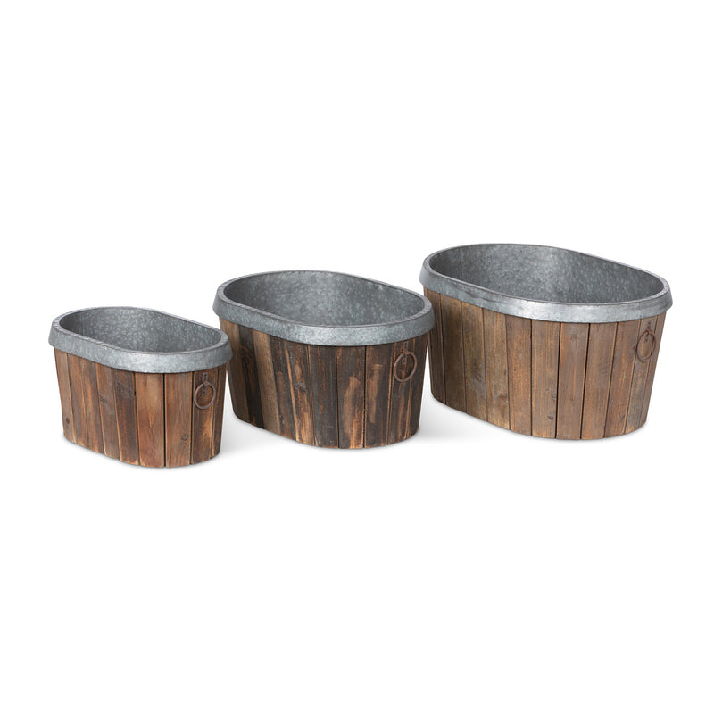 Galvanized Wooden Oval Tub