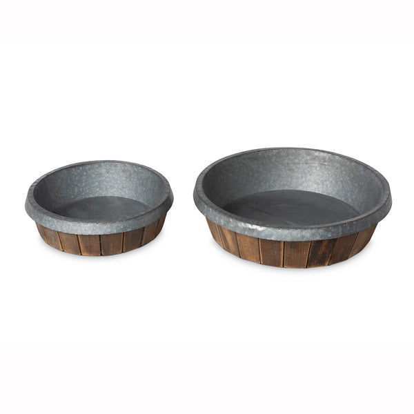 Galvanized Lined Round Wooden Trays