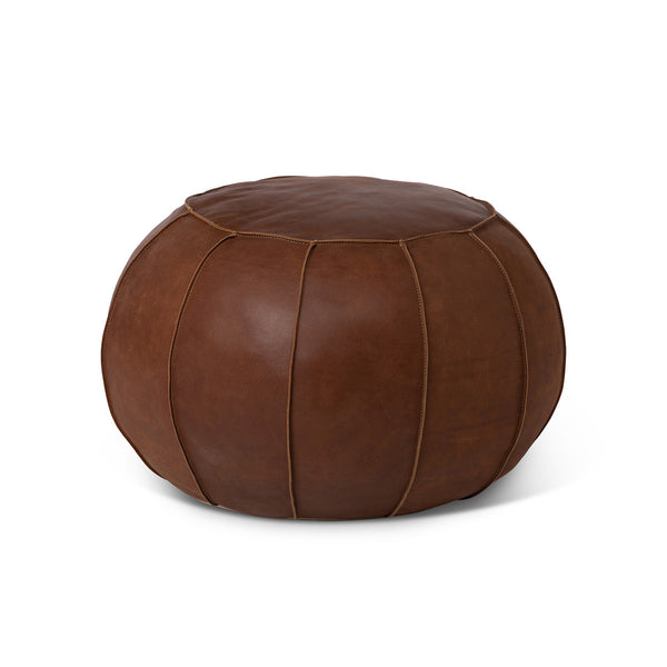 Saddle Leather Round Pouf