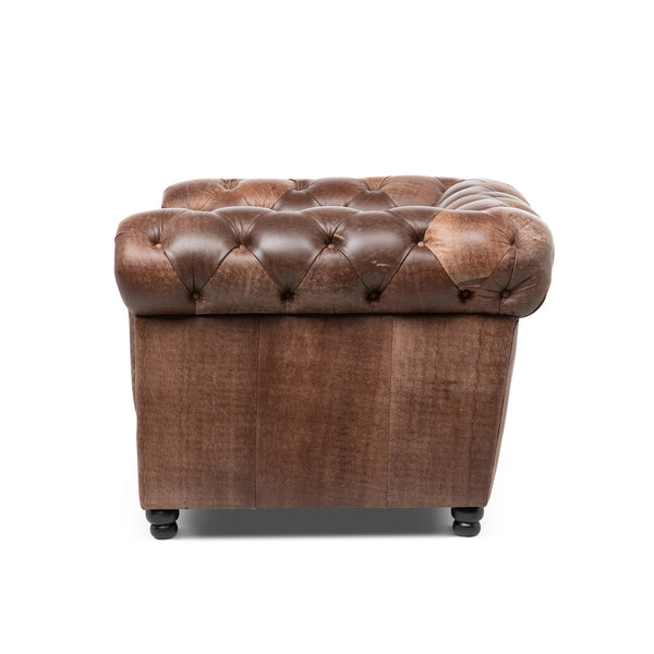 Barrington Tufted Leather Chair, Vintage Umber