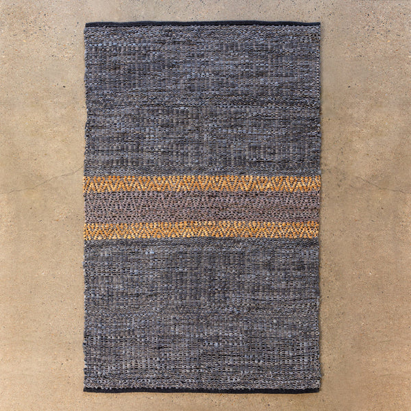 Woven Leather Stripe Rug, 4' x 6'