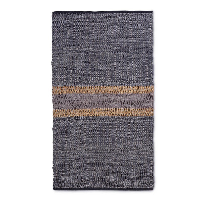 Woven Leather Stripe Rug, 4' x 6'