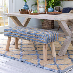 Hemp and Recycled Denim Windowpane Pattern Rug, 8' x 10'