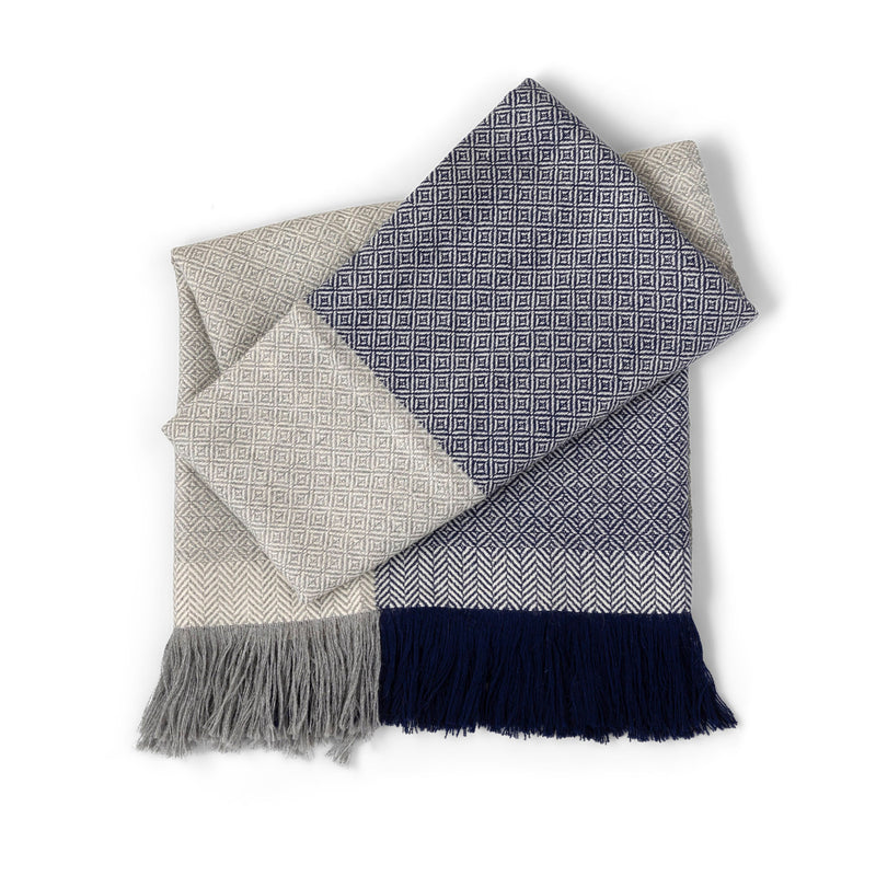 Herringbone Pattern Alpaca Wool Throw