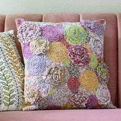 Handstitched Flower Burst Pattern Pillow